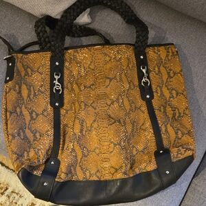 Danier Tan and Black Snakeskin Tote